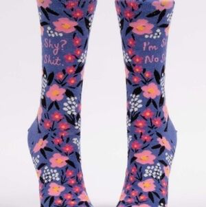 Socks--𝅺I'm Shy? No Sh*t! W crew socks--Blue Q